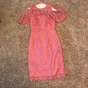Nude pink all lace cocktail dress